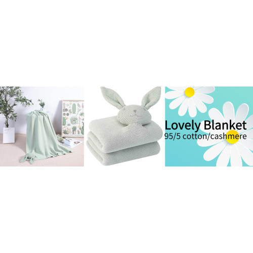 Wholesale Product Description: Knitted Bunny Lovey Blanket