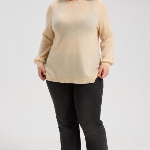 OEM Women's Lace-Trimmed Neckline Silk Cashmere Sweater  From China