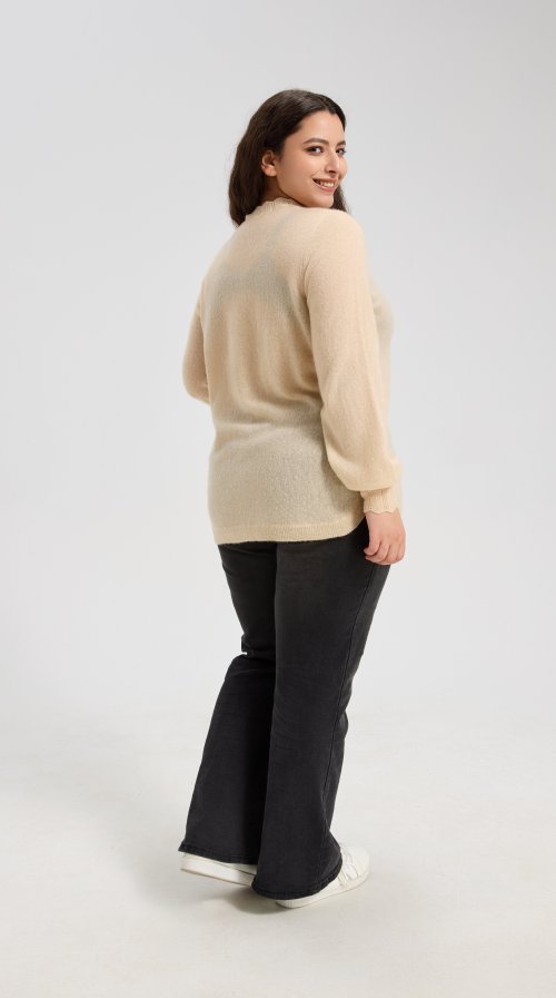 OEM Women's Lace-Trimmed Neckline Silk Cashmere Sweater  From China