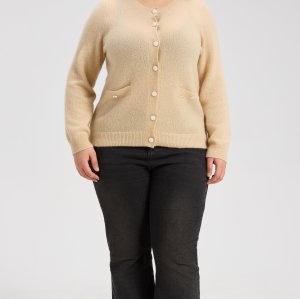 New Design Women's Mock Pocket Crew Neck Cardigan From Chinese Manufacturer