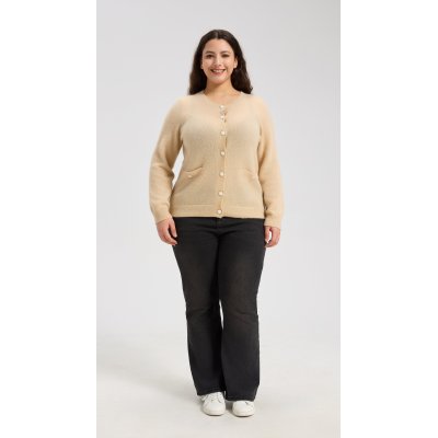 New Design Women's Mock Pocket Crew Neck Cardigan From Chinese Manufacturer