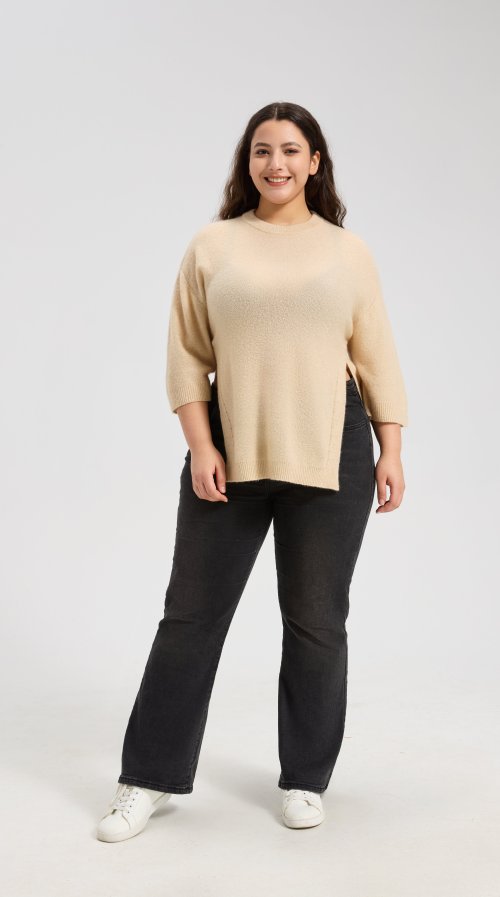 Wholesale Women's High Slit Silk Cashmere Sweater From China Factory