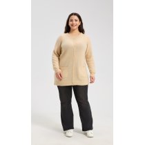New Design Women's Oatmeal Longline Buttoned Cashmere Cardigan From China
