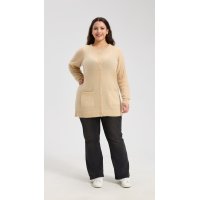 New Design Women's Oatmeal Longline Buttoned Cashmere Cardigan From China