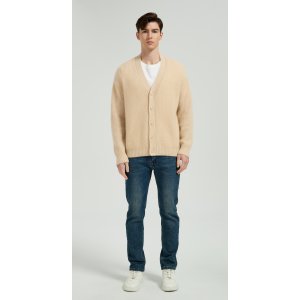 OEM Men's V-Neck Ribbed Button-Up Silk Cashmere Cardigan From Chinese Manufacturer