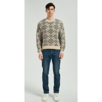High Quality Men's Classic Geometric Jacquard Silk Cashmere Sweater From Chinese Factory
