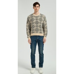 High Quality Men's Classic Geometric Jacquard Silk Cashmere Sweater From Chinese Factory