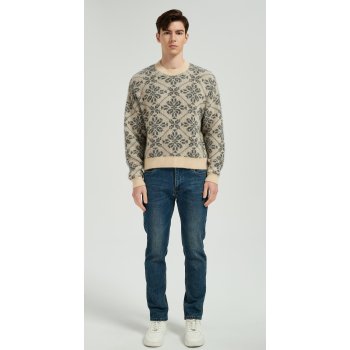 High Quality Men's Classic Geometric Jacquard Silk Cashmere Sweater From Chinese Factory