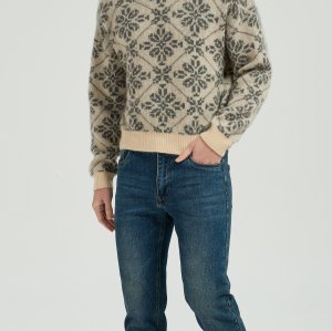 High Quality Men's Classic Geometric Jacquard Silk Cashmere Sweater From Chinese Factory