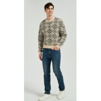 High Quality Men's Classic Geometric Jacquard Silk Cashmere Sweater From Chinese Factory