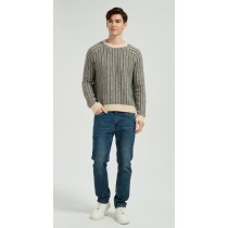 New Design Men's Crew Neck Vertical Striped Silk Cashmere Sweater From China