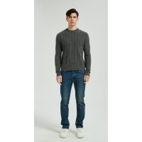 New Arrival Men's Dark Grey Chenron Pattern Silk Cashmere Pullover From Chinese Factory
