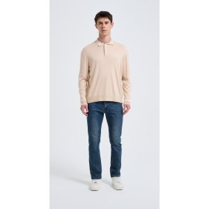 High Quality Men's Long Sleeve Worsted Silk Cashmere Polo Pullover From Chinese Factory