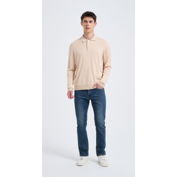 High Quality Men's Long Sleeve Worsted Silk Cashmere Polo Pullover From Chinese Factory