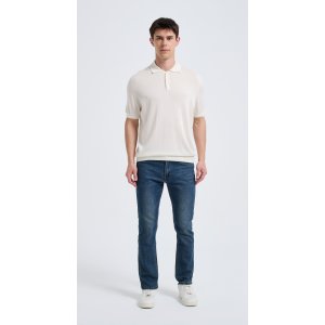 Wholesale Men's White Short Sleeve Worsted Silk Cashmere Polo Shirt From Chinese Manufacturer
