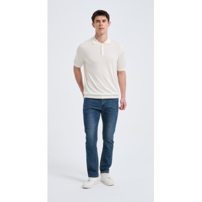 Wholesale Men's White Short Sleeve Worsted Silk Cashmere Polo Shirt From Chinese Manufacturer