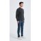 Custom Design Men's Charcoal Long Sleeve Worsted Silk Cashmere Polo Sweater From China