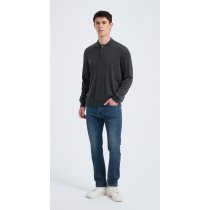 Custom Design Men's Charcoal Long Sleeve Worsted Silk Cashmere Polo Sweater From China