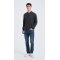 Custom Design Men's Charcoal Long Sleeve Worsted Silk Cashmere Polo Sweater From China
