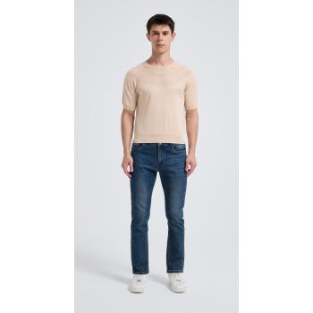 New Arrival Men's Crew Neck Hollow Pattern Worsted Silk Cashmere Sweater From Chinese Supplier