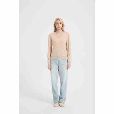 ODM Ladies 100% Worsted Baby Cashmere V-neck Sweater From Chinese Supplier
