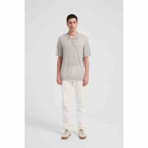 New Design ODM Man Worsted Cashmere Polo Neck Short Sleeve Sweater From China