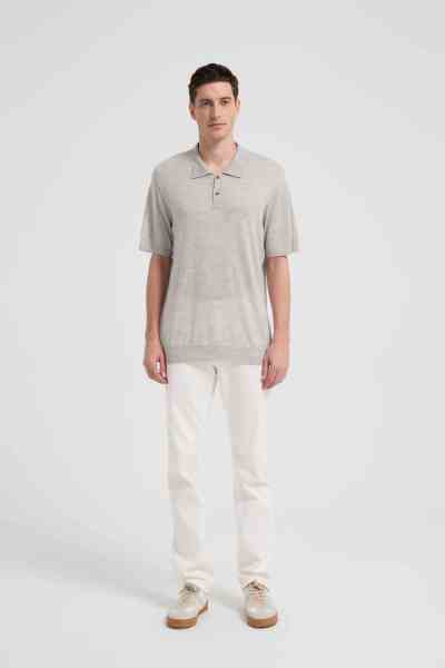 New Design ODM Man Worsted Cashmere Polo Neck Short Sleeve Sweater From China
