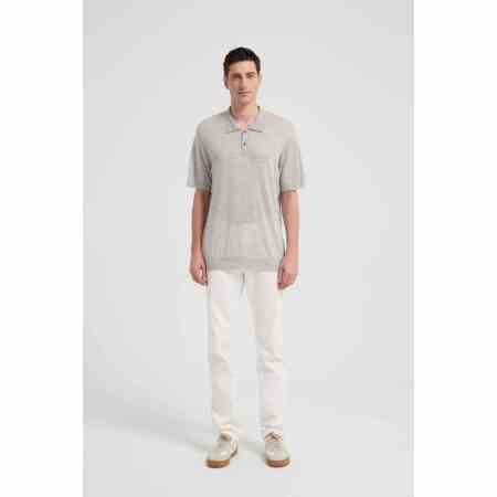 New Design ODM Man Worsted Cashmere Polo Neck Short Sleeve Sweater From China