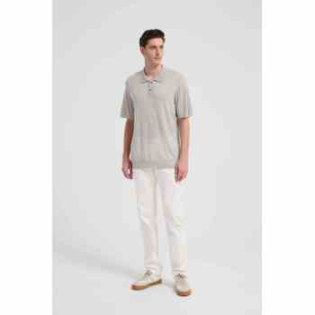 New Design ODM Man Worsted Cashmere Polo Neck Short Sleeve Sweater From China
