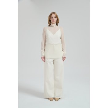 Wholesale ladies 50%Cashmere 50%PVA high neck pullover knitwear