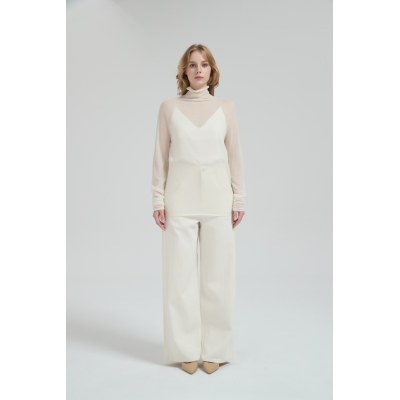 Wholesale ladies 50%Cashmere 50%PVA high neck pullover knitwear