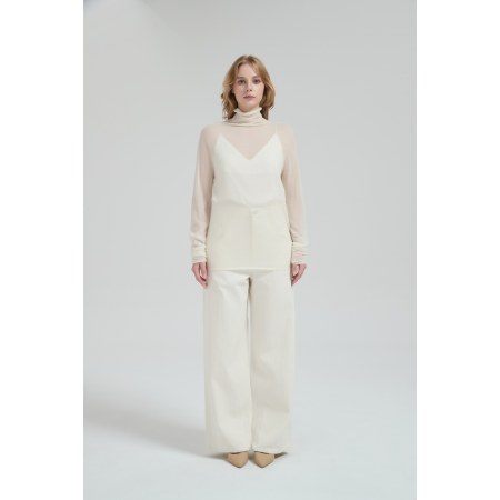 Wholesale ladies 50%Cashmere 50%PVA high neck pullover knitwear from China