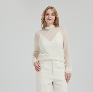 Wholesale ladies 50%Cashmere 50%PVA high neck pullover knitwear from China