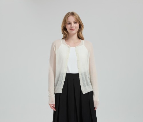 High quality Womens' 50%Cashmere 50%PVA Classic Cardigan from Chinese factory