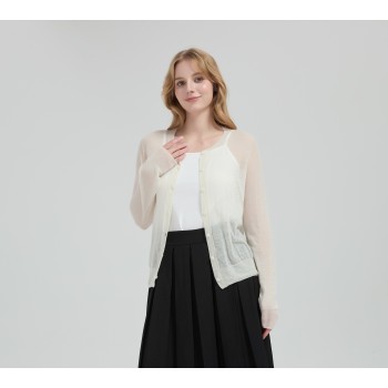 Womens' 50%Cashmere 50%PVA classic Cardigan from Chinese factory