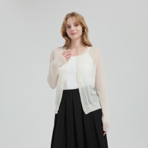 High quality Womens' 50%Cashmere 50%PVA Classic Cardigan from Chinese factory