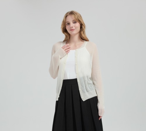 High quality Womens' 50%Cashmere 50%PVA Classic Cardigan from Chinese factory