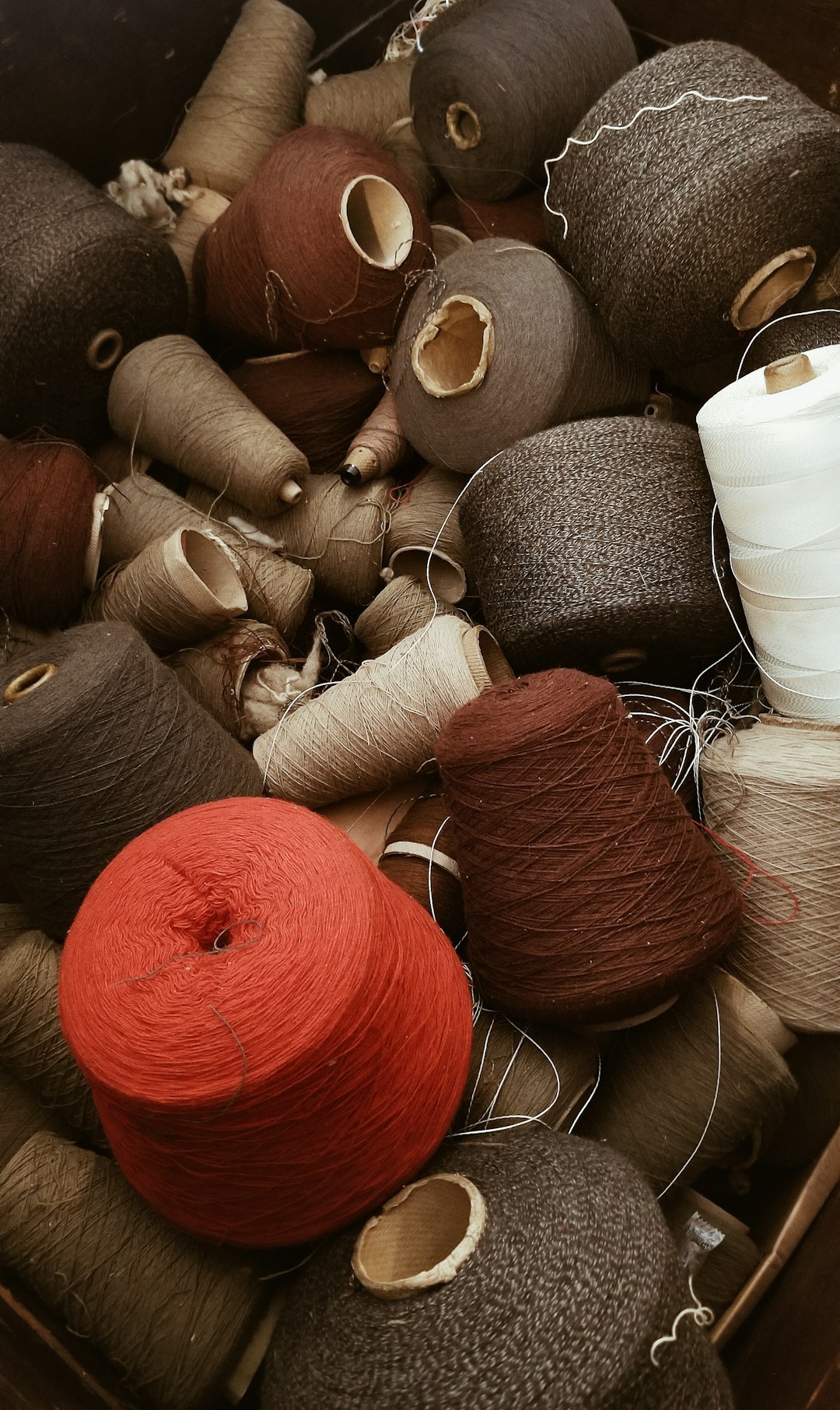 Lots of cashmere yarn thread prepared for sampling and quality checks