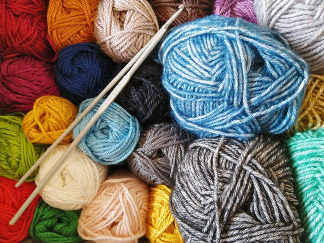 Orange, blue and white yarn in bright tones