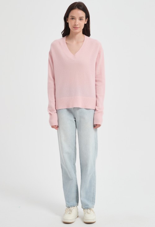 High Quality Women's Alpaca  Cashmere V-Neck Sweater from China