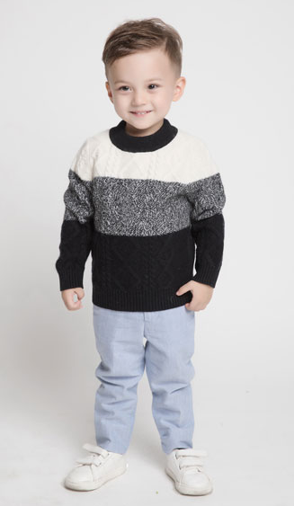 ODM factory kid special strip colors cashmere cable knit pullover sweater China vendor
