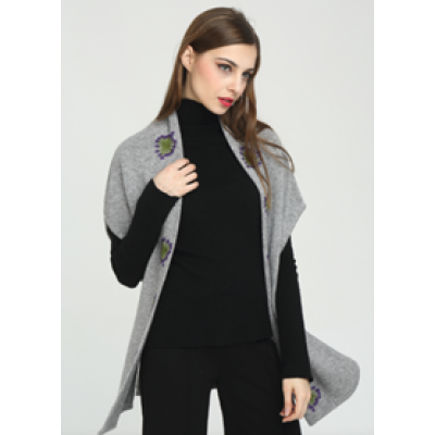 OEM new design women 100% pure cashmere cardigan with hand embroidery China vendor