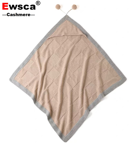 однотонное чистое кашемировое одеяло с полосками и воздушными шариками