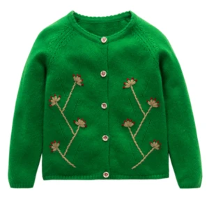 Custom design kid embroidery pure cashmere cardigan for fall winter china manufacturer