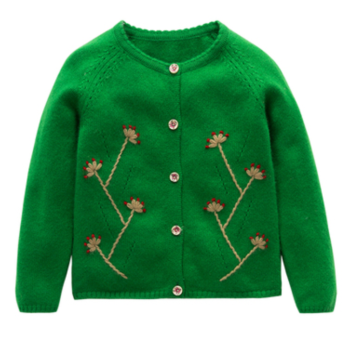 Wholesale kid embroidery pure cashmere cardigan for fall winter manufacturer