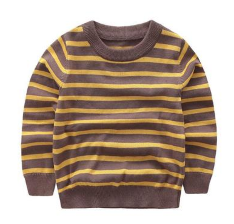 maglione da bambino in lana e cashmere con striscia in due colori