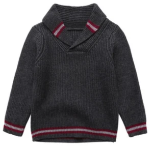OEM cashmere bathrobe collar sweater with strip for boy China vendor