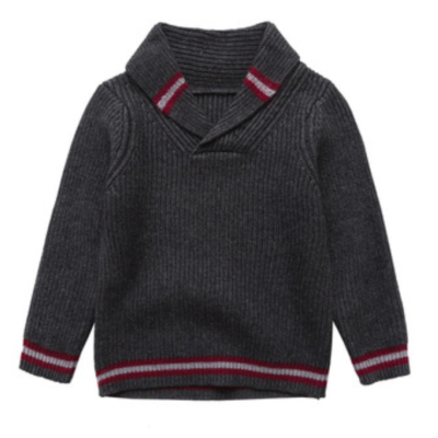 OEM cashmere bathrobe collar sweater with strip for boy China vendor