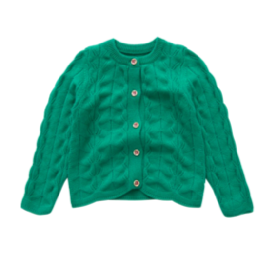 wool cashmere girl cable green thick cardigan sweater for outdoor wear