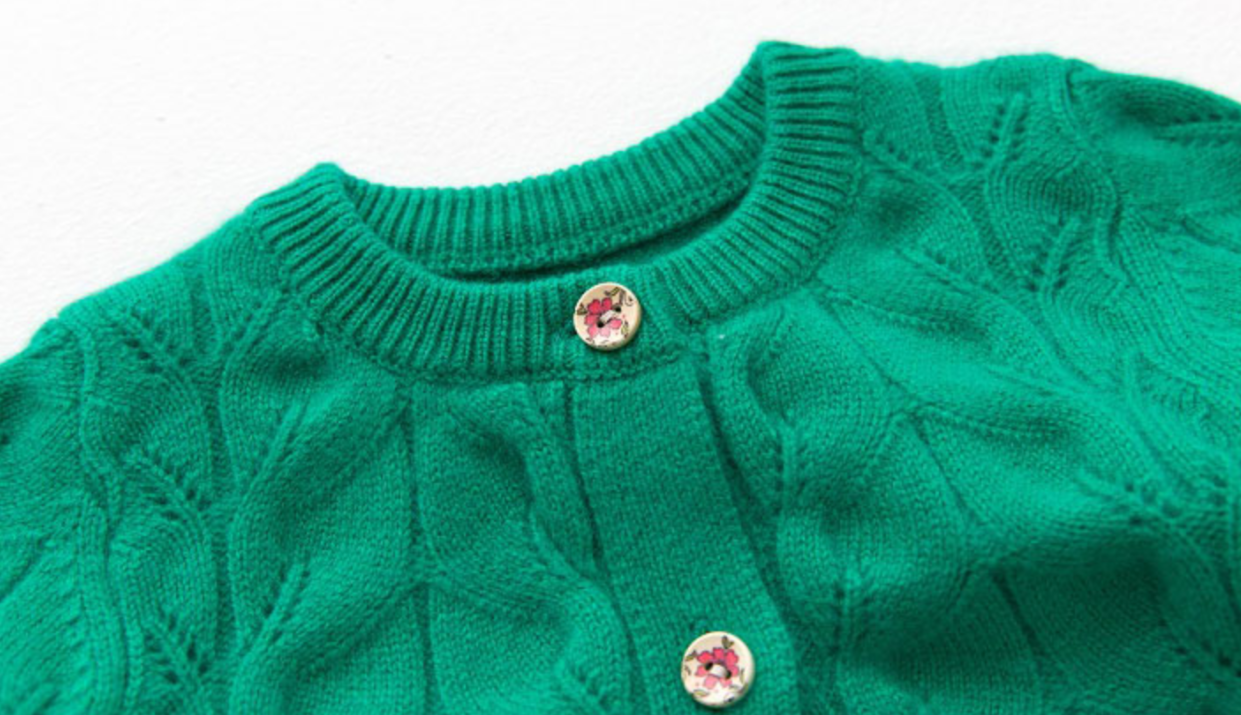 Wolle Kaschmir Mädchen Kabel grün dicke Strickjacke für Outdoor-Kleidung